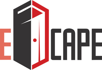 Escape Room Design Element Featuring Doorway Graphic And Bold Typography For Adventure Games