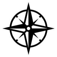 Minimal flat of a black compass navigation direction flat black and white symbol © VARIOUS