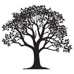 Fototapeta premium Large green tree with roots vector illustration flat design nature art