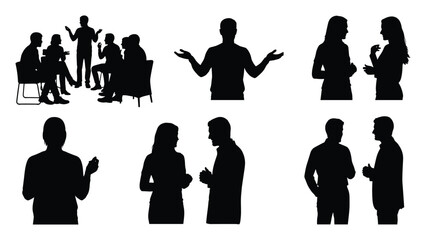 Conversation discussion dialogue communication people silhouette vector illustrationConversation discussion dialogue communication people silhouette vector illustration