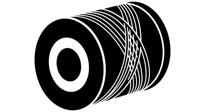 Thread spool with white thread wrapped around it on a white background symbolizing sewing and textile industry