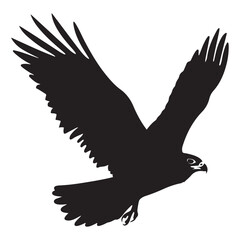 Obraz premium Black eagle flying in sky silhouette vector illustration flat design