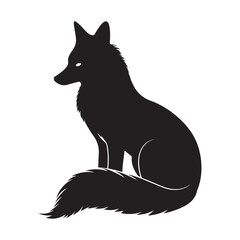 Obraz premium Black wolf howling silhouette vector illustration flat design