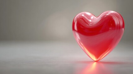 Fototapeta premium Vibrant Red Heart Symbol Floating on Soft Blur Background for Romantic and Love Themes in Stock Photography