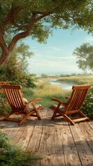 Tranquil summer retreat by the water serene landscape nature photography peaceful environment scenic viewpoint