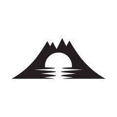 Fototapeta premium Minimalist graphic of a mountain with a circular opening below