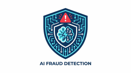 Obraz premium AI-powered fraud detection shield. Vector concept of artificial intelligence safeguarding financial transactions and data from cyber threats, ensuring digital security