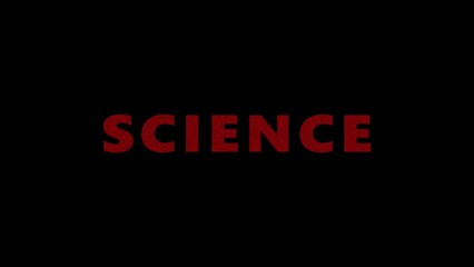 Red science text on black background red text word lettering