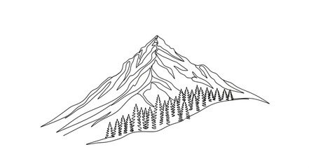 Minimalist Line Drawing of Mountain Peak.