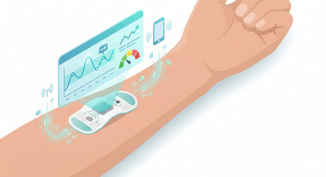 Isometric wearable biosensor patch tracking patient glucose levels