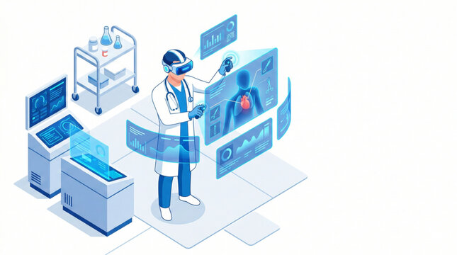 Isometric virtual reality headset used for medical training simulation