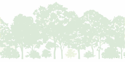 Minimalist silhouette of a dense forest with varying tree heights © Rina