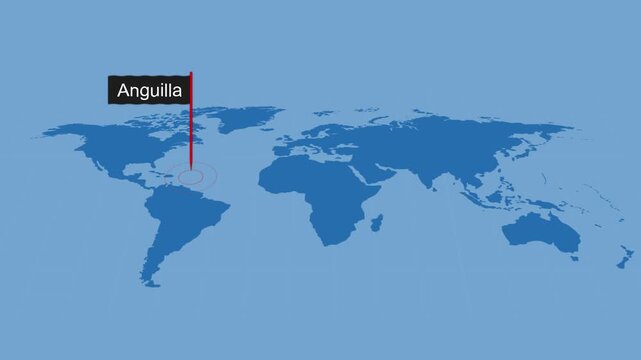 Anguilla map highlighted on world map 11 animated motion background video footage dynamic visual for digital media presentations marketing screens and