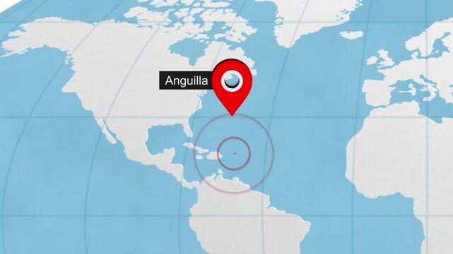Anguilla map highlighted on world map 10 animated motion background video footage dynamic visual for digital media presentations marketing screens and