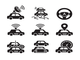 Obraz premium Set of minimalist car and traffic icons