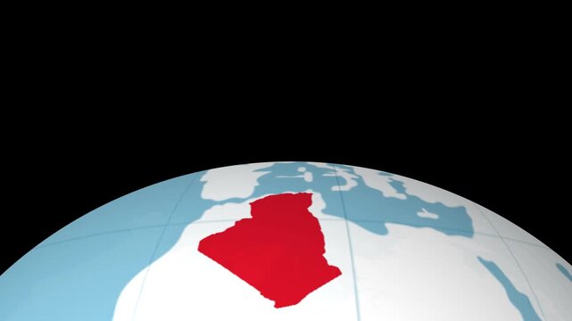 Algeria map heiglighted on the world map 26 animated motion background video footage dynamic visual for digital media presentations marketing screens 