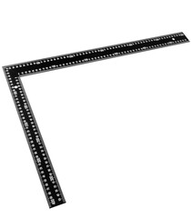 Obraz premium Metal measuring square for measurements and marking by builders, carpenters, joiners, and mechanics. Isolated on white transparent background.