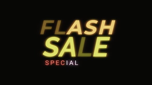 Flash sale special banner animation for shopping promotion with discount offer displayed prominently in a digital advertisement