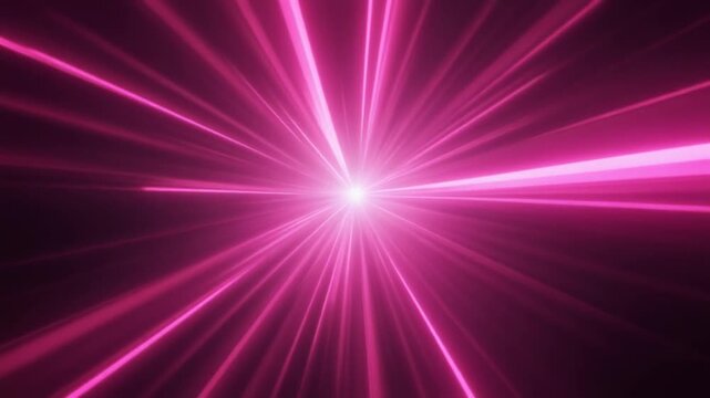 Light Beams Bright Pink Rays Radiating Fast Through Abstract Space