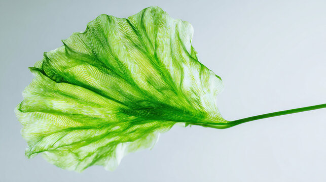 Close-up of a vibrant green leaf with detailed venation