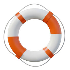 Orange and white life preserver isolated on transparent background
