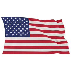 Obraz premium American flag waving in the wind isolated on transparent background