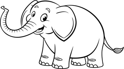 Obraz premium Cute cartoon elephant with thick black outline coloring page thick outline