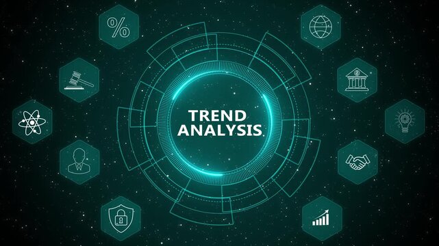 Digital trend analysis dashboard interface with business data monitoring statistics analytics intelligence technology concept 4K animation