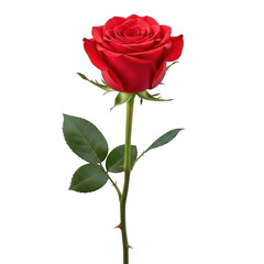 Naklejka premium Single red rose isolated on transparent background