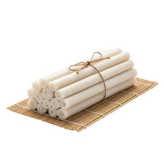 Stack of white paper rolls isolated on transparent background