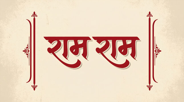 Ram Ram in hindi, praising lord Ram, hindi calligraphy, typography, hindu greeting, Jai Shree Ram