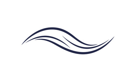 Elegant Dark Blue Wavy Lines on White Background - Abstract Design Element