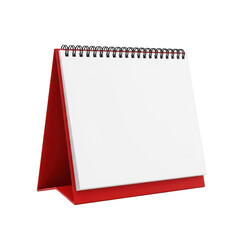 Red and white weekly planner isolated on transparent background