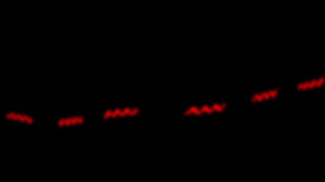 Red wavy zigzag lines animated on black background, Minimalist abstract motion graphic video