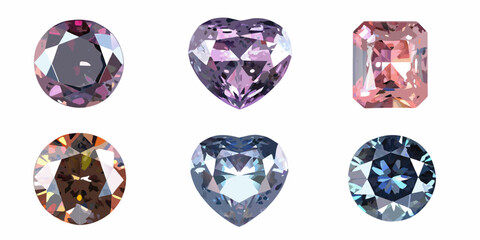 Fototapeta premium Assortment of brilliantly cut gemstones in various shapes and hues