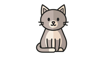 Obraz premium Cute cartoon cat illustration, simple, flat design, white background