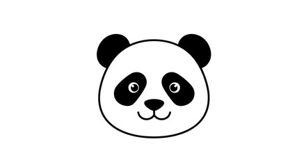 Obraz premium Cute Panda Face Icon, Simple Line Art Illustration, White Background
