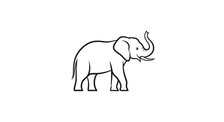 Obraz premium Minimalist Outline Drawing of an Elephant with Trunk Raised