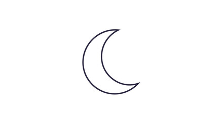 Obraz premium Simple Crescent Moon Icon, Minimalist Night Symbol, Outline Drawing on White Background