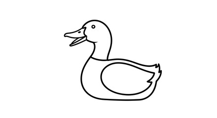 Simple Outline Drawing of a Duck with Open Mouth © Anisah