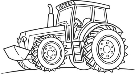 Simple cartoon farm tractor coloring page © Vector KIng