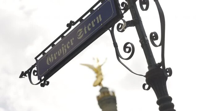 Historic street sign Spreeweg and Grosser Stern in Berlin Germany