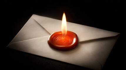 Candlelit Envelope on Dark Background