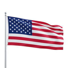 Obraz premium American flag waving in the wind isolated on transparent background