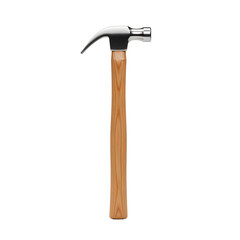 Close-up of a hammer isolated on white background, a common tool used in construction and woodworking