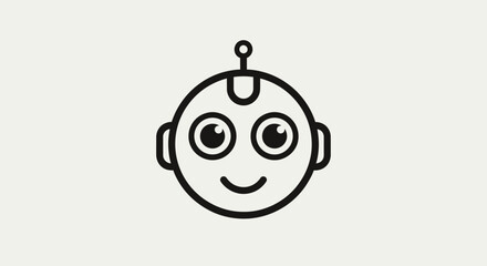 Obraz premium Simple Robot Head with Smiling Face.