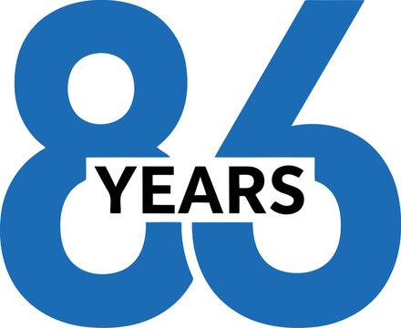 Bold Blue 86 Years Anniversary Celebration Graphic for Milestone Events and Invitations