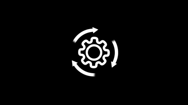 Simple gear icon Animation with cyclical arrows depicting continuous process.