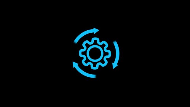 Simple gear icon Animation with cyclical arrows depicting continuous process.