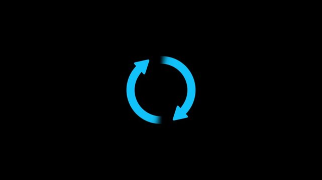 Circular Reload and Update Arrows Icon on Black Background.